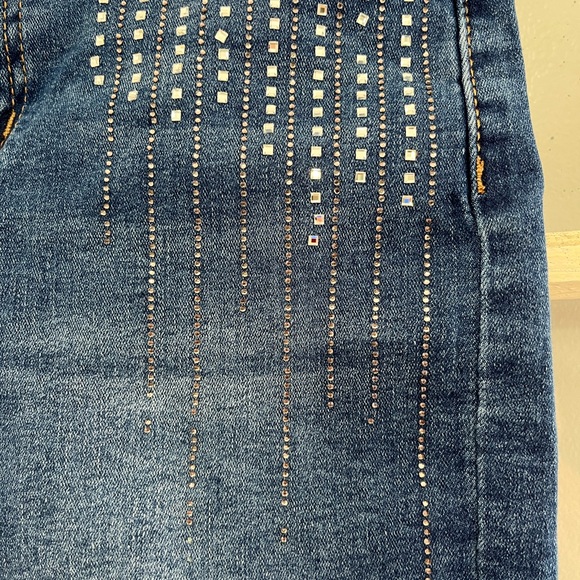 Satin Doll Denim Skirt ! Size S with square rhinestone accents ! - Picture 3 of 3